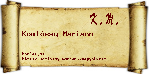 Komlóssy Mariann névjegykártya